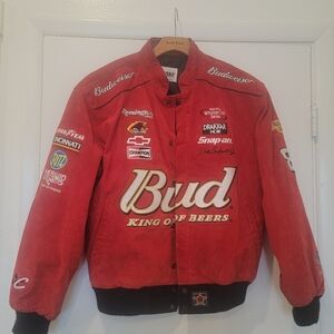 Vintage NASCAR Winston Cup Suede Dale Earnhardt Jr Budweiser Racing Jacket MensS